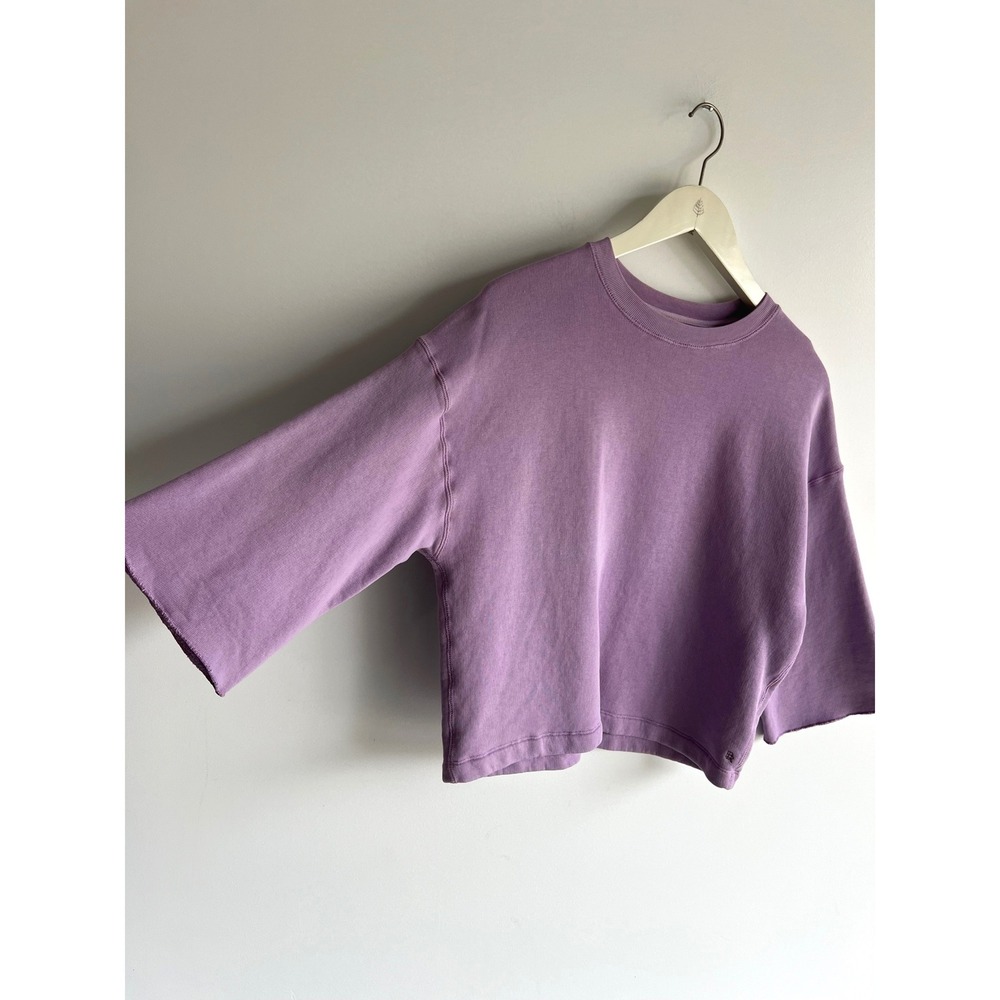 Bellerose Lavender Cotton Boxy Cropped Sweatshirt Wide Sleeve Size 1 Purple - Picture 3 of 10